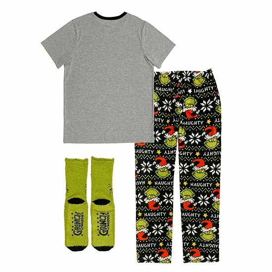 Licensed Character Men's The Grinch Stink Stank Stunk Pajama & Socks Set 6 Licensed Character Men's The Grinch Stink Stank Stunk Pajama & Socks Set - Image 4