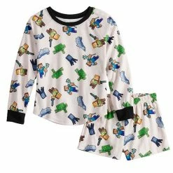 Licensed Character Girls 6-12 Minecraft Top & Shorts Pajama Set