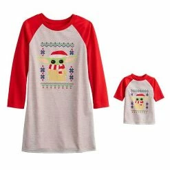 Licensed Character Girls 4-10 Jammies For Your Families® Star Wars The Mandalorian Grogu Aka Baby Yoda Nightgown & Doll Gown Set