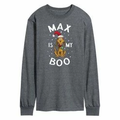 Licensed Character Men's Dr. Seuss Grinch Max Is My Boo Long Sleeve Tee Gray