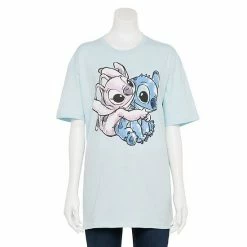 Licensed Character Disney's Lilo & Stitch Juniors' Stitch & Angel Hug Sketch Graphic Tee