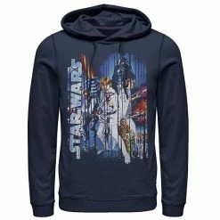 Licensed Character Men's Star Wars Classic Group Shot Striped Poster Hoodie Navy -Licensed Character Shop unnamed file 4780