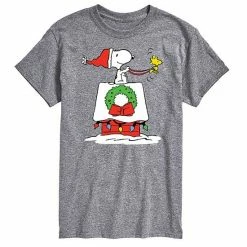 Licensed Character Men's Peanuts House Sleigh Tee Gray