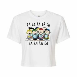 Licensed Character Juniors' Peanuts Fa La La Cropped Graphic Tee White -Licensed Character Shop unnamed file 4935