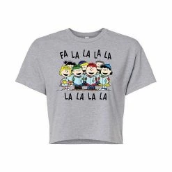 Licensed Character Juniors' Peanuts Fa La La Cropped Graphic Tee White -Licensed Character Shop unnamed file 4936