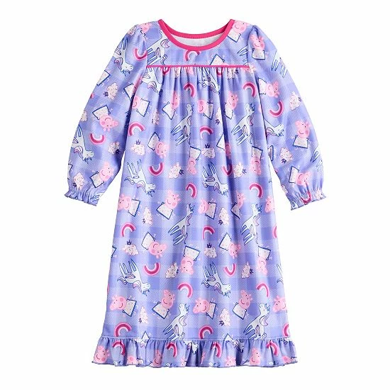 Licensed Character Toddler Girl Peppa Pig Allover Print Ruffle Hem Nightgown - Size: 2T 3 Licensed Character Toddler Girl Peppa Pig Allover Print Ruffle Hem Nightgown - Size: 2T