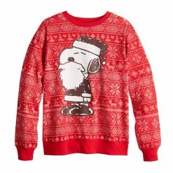 Licensed Character Juniors' Peanuts Snoopy Santa Graphic Fleece Sweatshirt -Licensed Character Shop unnamed file 498