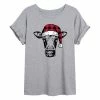 Licensed Character Juniors' Cow With Santa Hat Oversized Graphic Tee -Licensed Character Shop unnamed file 4987