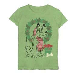 Licensed Character Girls 7-16 Disney Pluto Wreath Portrait Tee