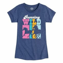 Licensed Character Girls 7-16 Case IH Running Wild Horses Graphic Tee Blue