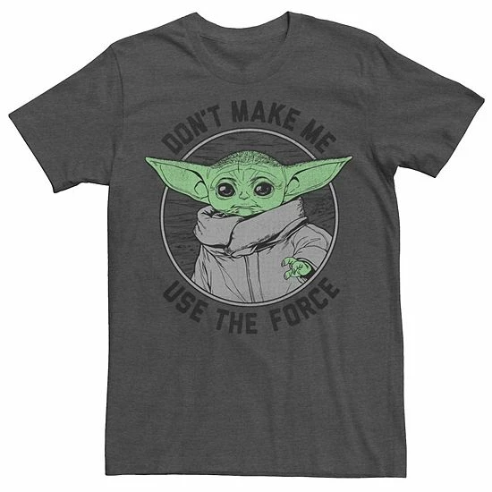 Licensed Character Men's Star Wars: The Mandalorian Child Don't Make Me Use The Force Tee Charcoal Heather 5 Licensed Character Men's Star Wars: The Mandalorian Child Don't Make Me Use The Force Tee Charcoal Heather - Image 3