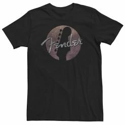 Licensed Character Big & Tall Fender Guitar Head Silhouette Logo Tee Black