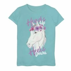 Licensed Character Girls 7-16 Fifth Sun Heads UP Heels Down Horse Graphic Tee Tahi Blue