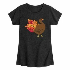 Licensed Character Girls 7-16 Leaf Turkey Thanksgiving Tee