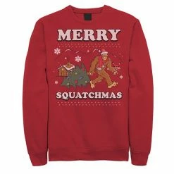 Licensed Character Men's Ugly Sweater Merry Squatchmas Big Foot Cartoon Graphic Fleece Pullover