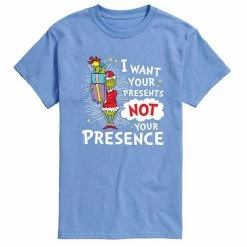 Licensed Character Men's Dr. Seuss Grinch I Want Your Presents Not Presence Tee Blue -Licensed Character Shop unnamed file 5361