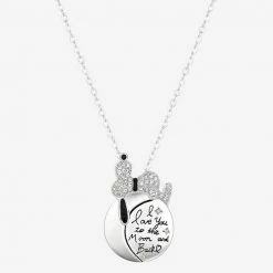 Licensed Character Peanuts Fine Silver Plated Crystal Snoopy "I Love You To The Moon And Back" Moon Pendant Necklace