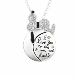 Licensed Character Peanuts Fine Silver Plated Crystal Snoopy "I Love You To The Moon And Back" Moon Pendant Necklace -Licensed Character Shop unnamed file 5399