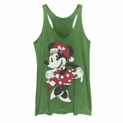 Licensed Character Juniors' Disney's Minnie Mouse Classic Christmas Portrait Tank Top Envy