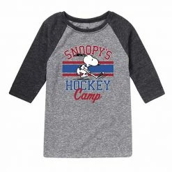 Licensed Character Boys 8-20 Peanuts Snoopys Hockey Graphic Raglan Tee