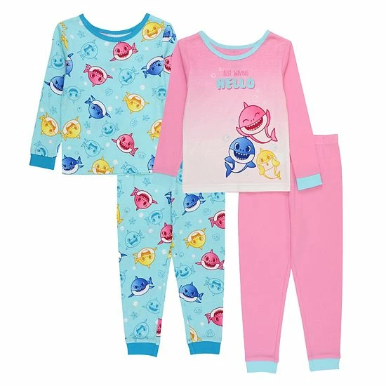 Licensed Character Baby Shark Toddler "Hello Baby Shark" 4-Piece Pajama Set 3 Licensed Character Baby Shark Toddler "Hello Baby Shark" 4-Piece Pajama Set