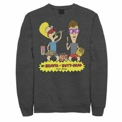 Licensed Character Men's Beavis & Butthead Snacks On The Curb Logo Sweatshirt Navy -Licensed Character Shop unnamed file 5582