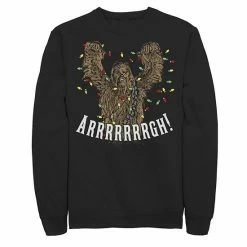 Licensed Character Men's Star Wars Chewbacca Roar Christmas Lights Sweatshirt Black