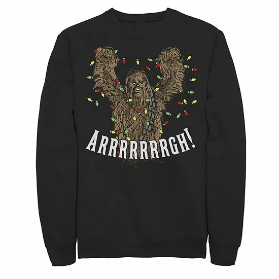 Licensed Character Men's Star Wars Chewbacca Roar Christmas Lights Sweatshirt Black 4 Licensed Character Men's Star Wars Chewbacca Roar Christmas Lights Sweatshirt Black - Image 2