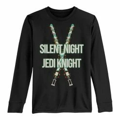 Licensed Character Boys 8-20 Star Wars Christmas Silent Night Jedi Knight Lightsabers Long Sleeve Tee Black -Licensed Character Shop unnamed file 5637