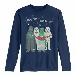 Licensed Character Boys 8-20 Star Wars Christmas Silent Night Jedi Knight Lightsabers Long Sleeve Tee Black -Licensed Character Shop unnamed file 5638
