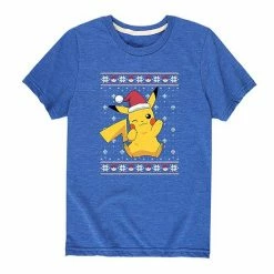 Licensed Character Boys 8-20 Pokemon Pikachu Ugly Sweater Tee Blue -Licensed Character Shop unnamed file 5801