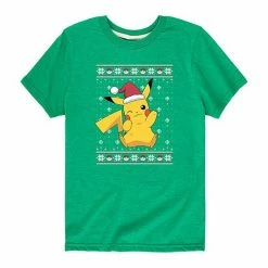 Licensed Character Boys 8-20 Pokemon Pikachu Ugly Sweater Tee Blue -Licensed Character Shop unnamed file 5802