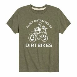 Licensed Character Boys 8-20 Easily Distracted By Dirt Bikes Graphic Tee Green
