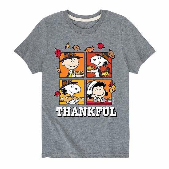 Licensed Character Boys 8-20 Peanuts Thankful Thanksgiving Graphic Tee Green 4 Licensed Character Boys 8-20 Peanuts Thankful Thanksgiving Graphic Tee Green - Image 2
