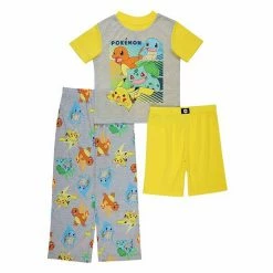 Licensed Character Boys 6-12 Pokemon "Poke Action" Top, Shorts & Pants Pajama Set