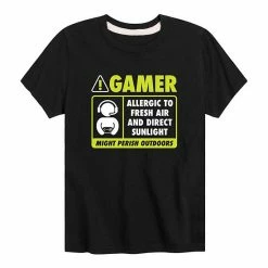 Licensed Character Boys 8-20 Allergic To Fresh Air Gamer Graphic Tee