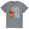 Licensed Character Men's Dr. Seuss The Grinch "All I Need Is Coffee And My Dog" Tee Blue