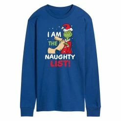 Licensed Character Men's Dr. Seuss Grinch I Am The Naughty List Long Sleeve Tee Black -Licensed Character Shop unnamed file 5905