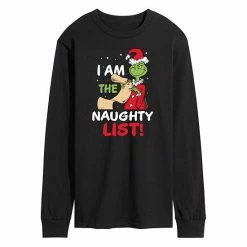 Licensed Character Men's Dr. Seuss Grinch I Am The Naughty List Long Sleeve Tee Black -Licensed Character Shop unnamed file 5906