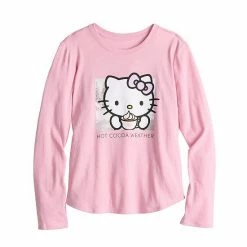 Licensed Character Girls 7-16 Hello Kitty "Hot Cocoa Weather" Long Sleeve Graphic Tee