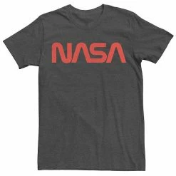 Licensed Character Men's NASA Simple Red Text Logo Tee Charcoal Heather -Licensed Character Shop unnamed file 6002