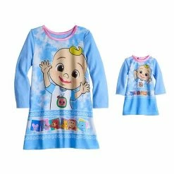 Licensed Character Toddler Girl Coco Melon Nightgown & Doll Gown Set