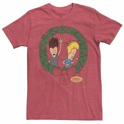 Licensed Character Men's Beavis And Butthead Christmas Wreath Tee Athletic Heather -Licensed Character Shop unnamed file 6068