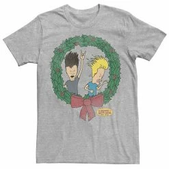 Licensed Character Men's Beavis And Butthead Christmas Wreath Tee Athletic Heather -Licensed Character Shop unnamed file 6069