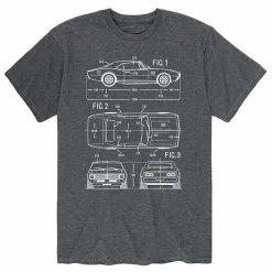 Licensed Character Men's Vintage Car Rendering Tee Grey