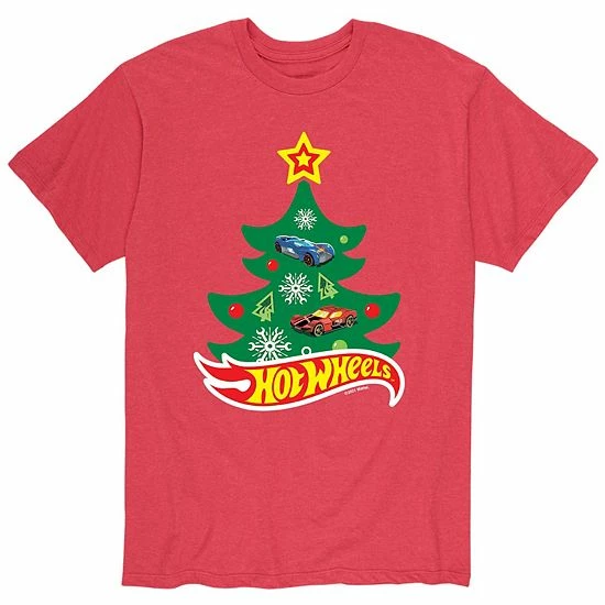 Licensed Character Men's Hot Wheels Christmas Tree Tee Red 4 Licensed Character Men's Hot Wheels Christmas Tree Tee Red - Image 2