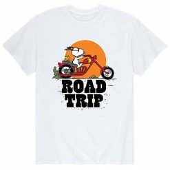 Licensed Character Men's Peanuts Snoopy Road Trip Tee Blue