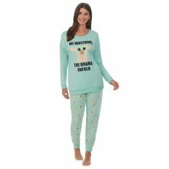 Licensed Character Women's The Mandalorian The Child Long Sleeve Pajama Top & Banded Bottom Pajama Pants Set
