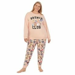 Licensed Character Plus Size Kellogg's Cereal Brunch Club Long Sleeve Pajama Top & Banded Bottom Pajama Pants Set