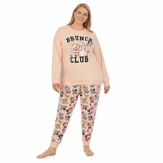 Licensed Character Plus Size Kellogg's Cereal Brunch Club Long Sleeve Pajama Top & Banded Bottom Pajama Pants Set 3 Licensed Character Plus Size Kellogg's Cereal Brunch Club Long Sleeve Pajama Top & Banded Bottom Pajama Pants Set